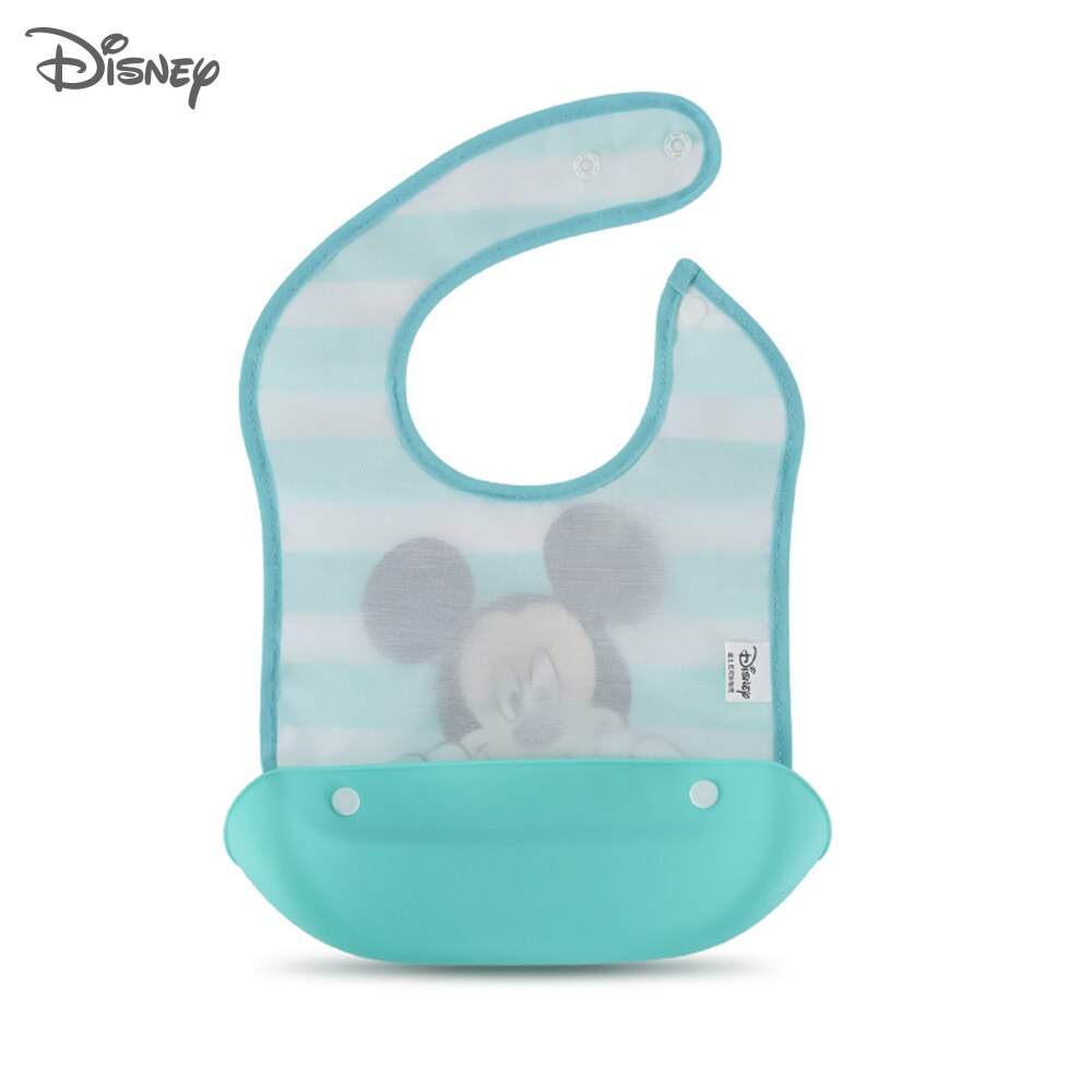 Disney Silicone Baby Dinner Bib Combination Leak-proof Pocket and Baby Burp cloths Detachable baby stuff for newborns